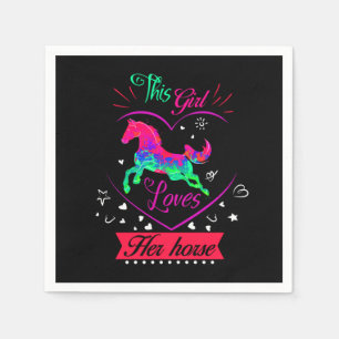 Pink This Girl Loves Her Horse  Napkin