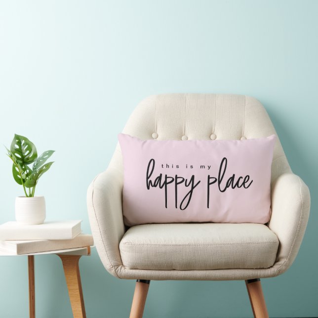 Pink This is my Happy Place Modern Simple dorm Lumbar Cushion (Chair)