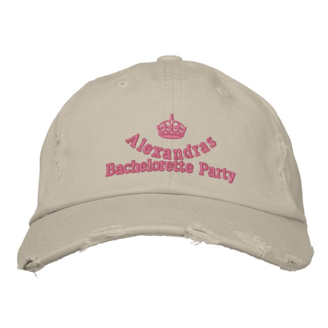 Pink tiara bachelorette party embroidered hat (Front)