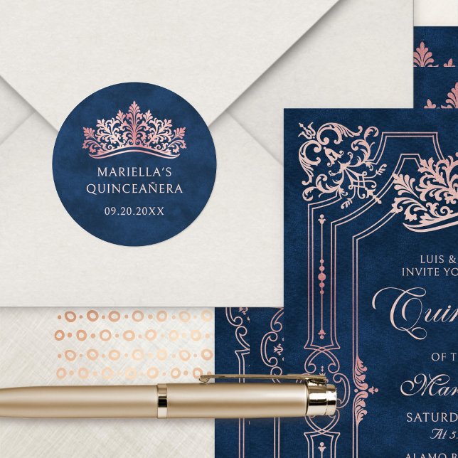 Pink Tiara Crown Elegant Quinceanera Classic Round Sticker (Creator Uploaded)