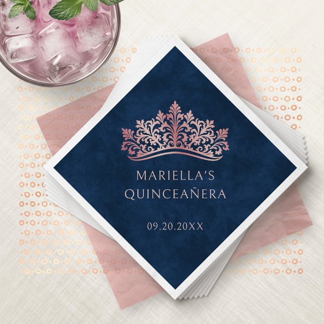 Pink Tiara Crown Elegant Quinceanera Napkin (Creator Uploaded)