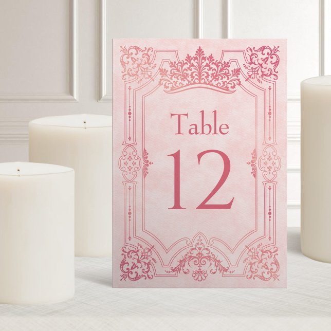 Pink Tiara Crown Elegant Quinceanera Table Number (Creator Uploaded)