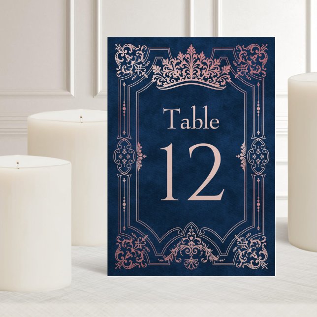 Pink Tiara Crown Elegant Quinceanera Table Number (Creator Uploaded)