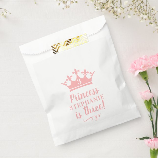 Pink Tiara Crown Personalised Princess Party Favour Bag (Sealed)