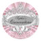 Pink Tiara & Damask Quinceanera Sticker