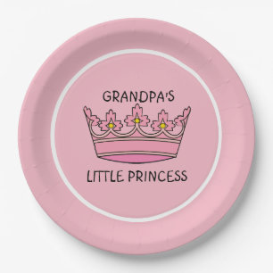 Pink Tiara Grandpa's Little Princess Paper Plate