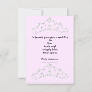 PINK TIARA PRINCESS BIRTHDAY PARTY RSVP CARD