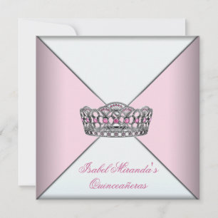 Pink Tiara Quinceanera 15th Birthday Party Invitation