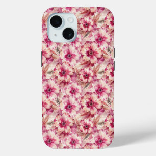 Pink Tie Dye Floral iPhone 15 Case