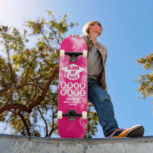Pink Tie Dye Graduation Skateboard (Outdoor 1)