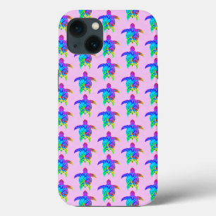 Pink Tie Dye Island Tribal Turtles iPhone 13 Case