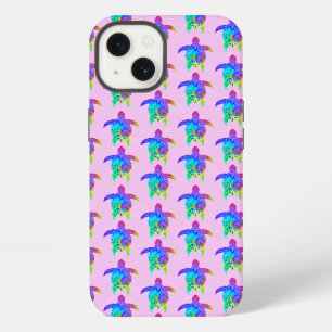 Pink Tie Dye Island Tribal Turtles iPhone 13 Case