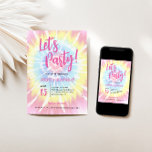 Pink Tie Dye, Let's Party Any Age Birthday Invitation<br><div class="desc">This  trendy rainbow tie dye invitation features bright colours and your custom text. 
Use the template form to add your details.  The Customise feature allows you to change the font style,  and add or delete text.</div>