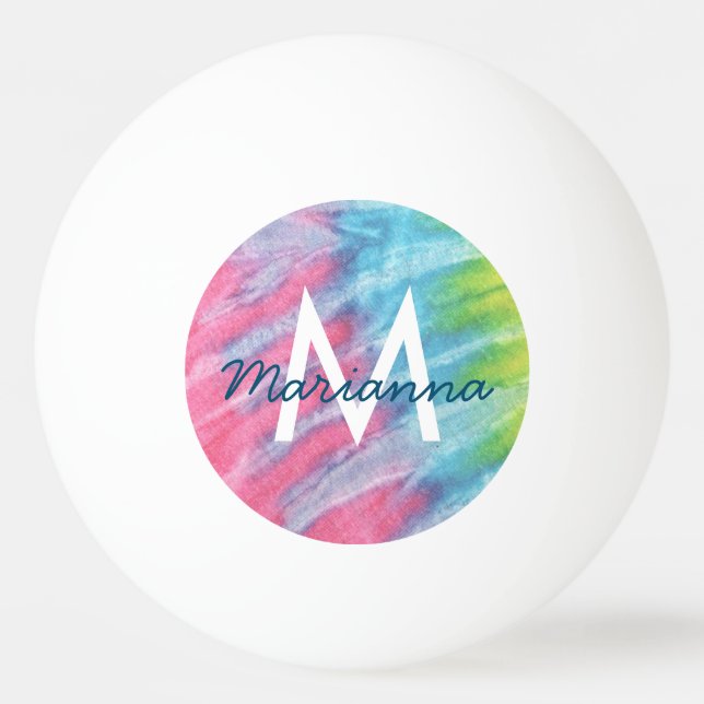 Pink Tie Dye Trendy Personalised Name Ping Pong Ball (Front)