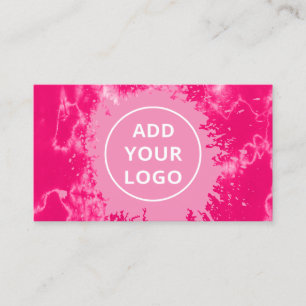 Pink Tie Dye watercolor upload your logo Business Card