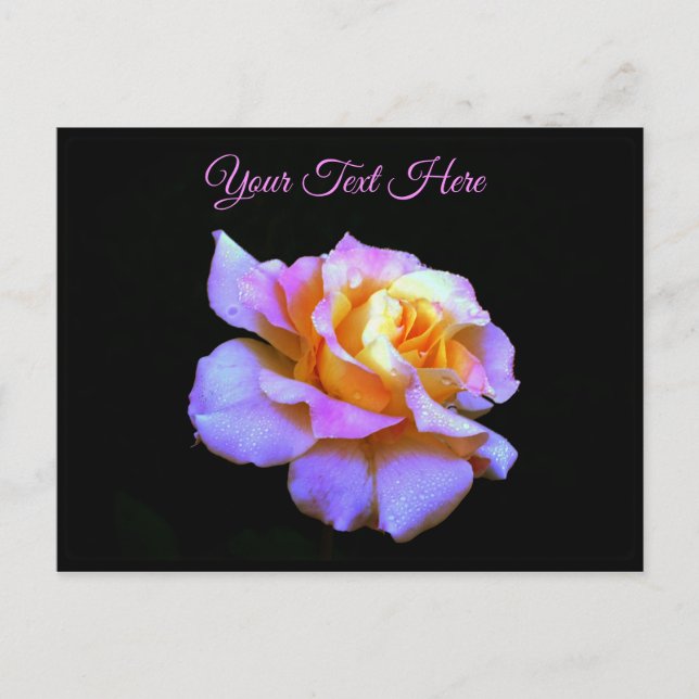 Pink Tie Dyed Rose Postcard *customise* (Front)