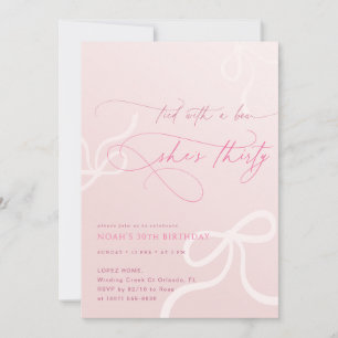 Pink Tied With A Bow Girls 30th Birthday Party Invitation