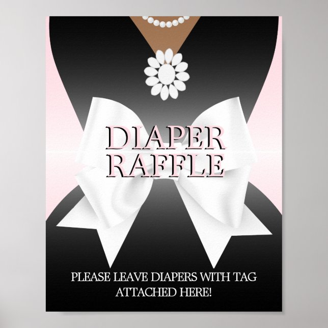 Pink Tiffany Baby Shower Diaper Raffle Sign Poster (Front)
