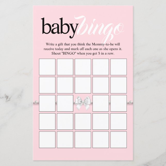 Pink Tiffany Theme Baby Bingo Baby Shower Game (Front)