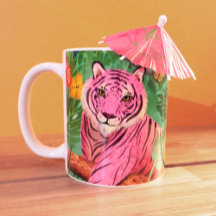 Pink Tiger and Parrot Tropical Jungle