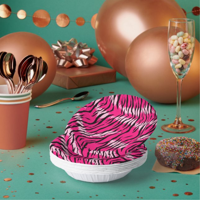 Pink Tiger Animal Skin Pattern Design  Paper Plate (Multi)