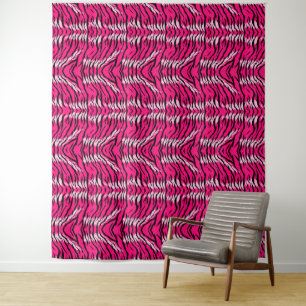Pink Tiger Animal Skin Pattern Design Tapestry