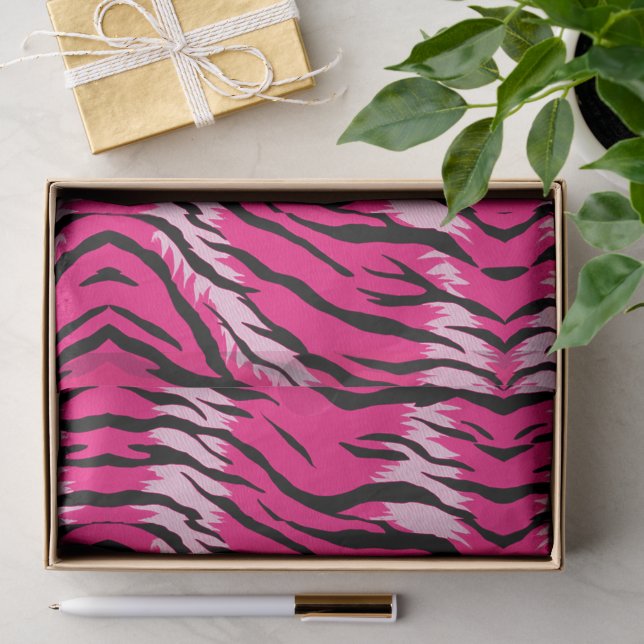 Pink Tiger Animal Skin Pattern Design  Tissue Paper (Gift)
