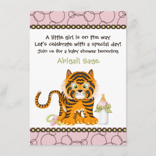 Pink Tiger Baby Shower Invitation for Girls