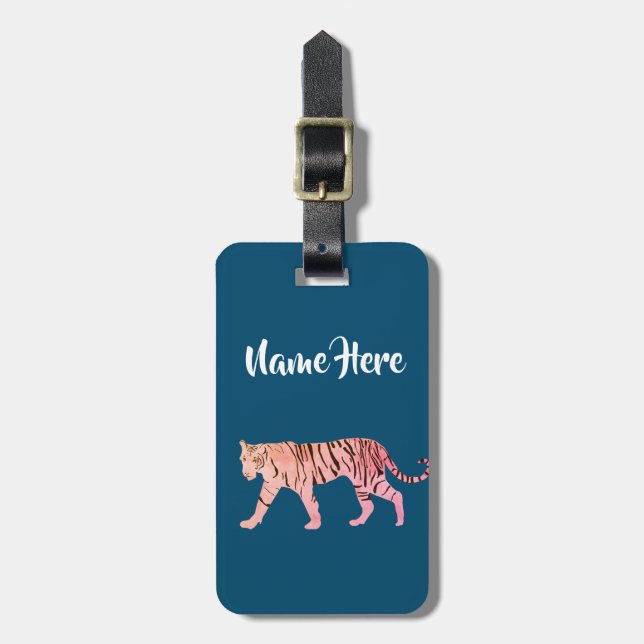 Pink Tiger  Custom Luggage Tag (Front Vertical)