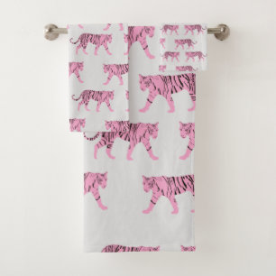 Pink Tigers Pattern Bath Towel Set