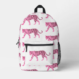 Pink Tigers Pattern Printed Backpack