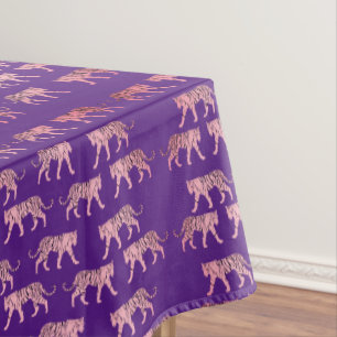 Pink Tigers Pattern Tablecloth