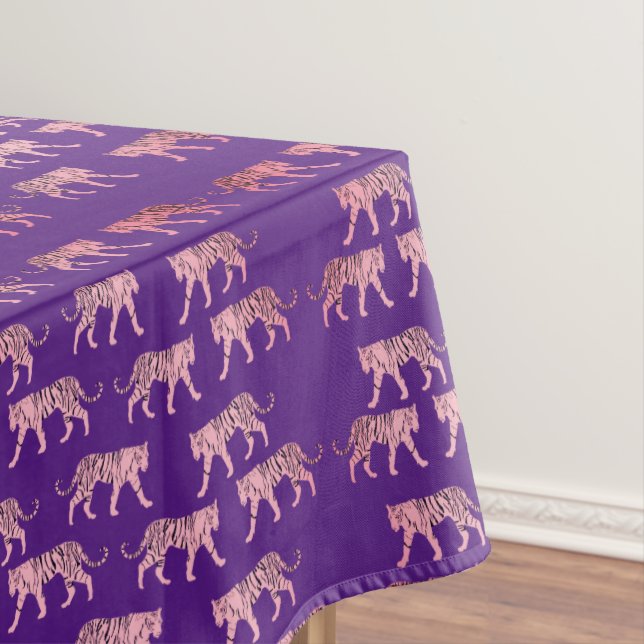 Pink Tigers Pattern Tablecloth (In Situ)