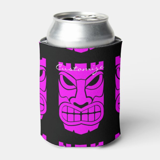 Pink Tiki Sculpture Thunder_Cove Can Cooler (Can Front)
