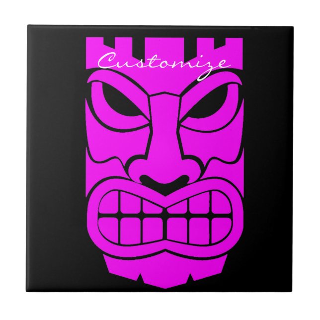 Pink Tiki Sculpture Thunder_Cove Ceramic Tile (Front)