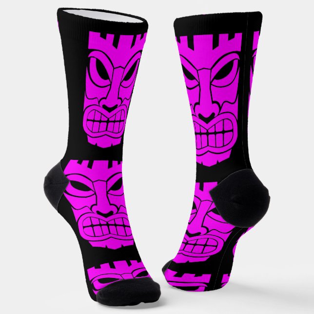 Pink Tiki Sculpture Thunder_Cove Socks (Angled)