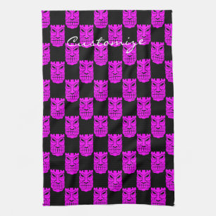 Pink Tiki Sculpture Thunder_Cove Tea Towel