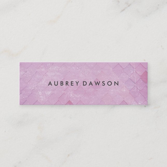 Pink Tile Grunge Pattern Mini Business Card (Front)