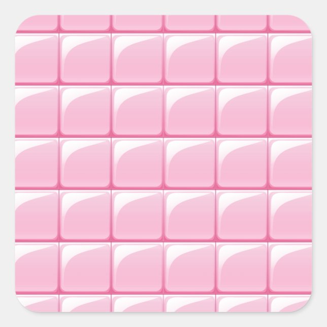 Pink tile texture square sticker (Front)