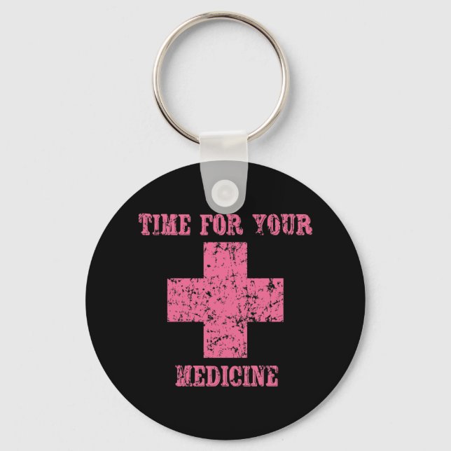 Pink Time for your Medicine Key Ring (Front)