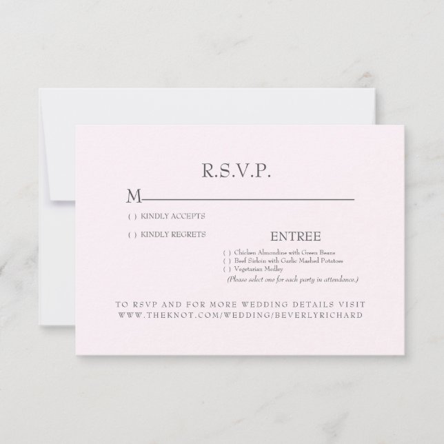 Pink Timeless Wedding RSVP Card (Front)