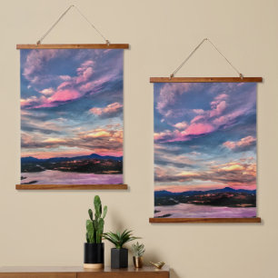 Pink-tinged sky hanging tapestry