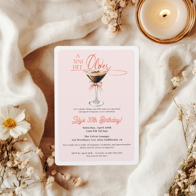 Pink Tini Bit Older Espresso Martini 30th Birthday Invitation (Pink Tiny Bit Older Espresso Martini 30th Birthday Invitation)