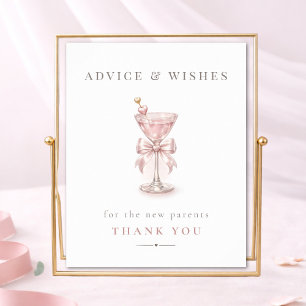 Pink Tini On The Way Baby Shower Advice Table SIgn