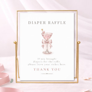Pink Tini One Girl Baby Shower Diaper Raffle Sign
