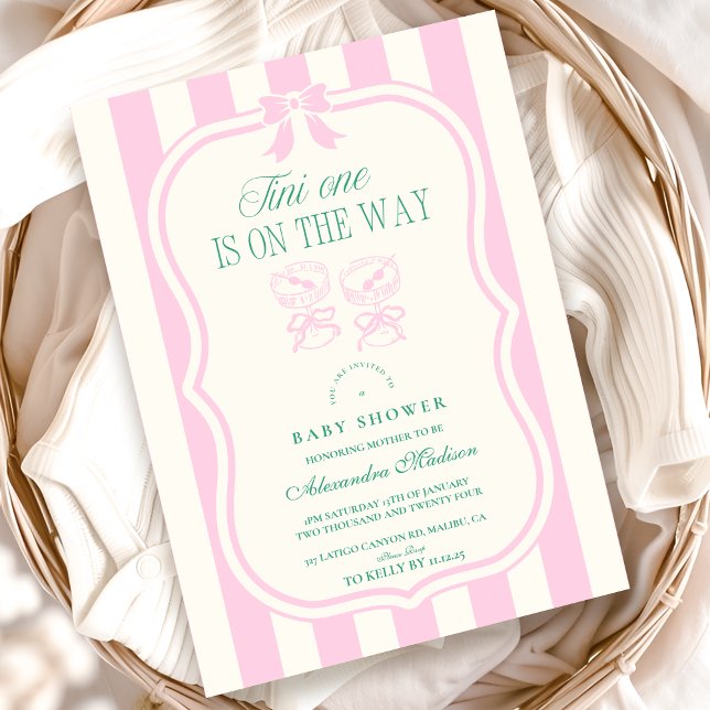 Pink Tini One Is On The Way Baby Shower Invitation (Creator Uploaded)