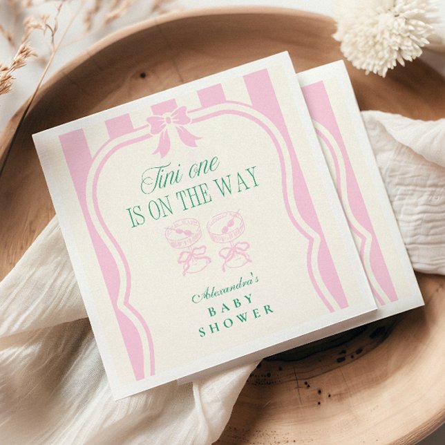 Pink Tini One Is On The Way Baby Shower Napkin (Creator Uploaded)