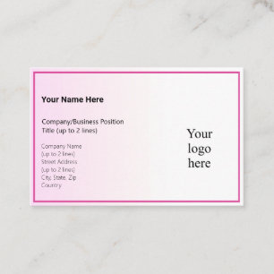 Pink Tint Gradi. & Rasp. Pink Logo Euro Business Card