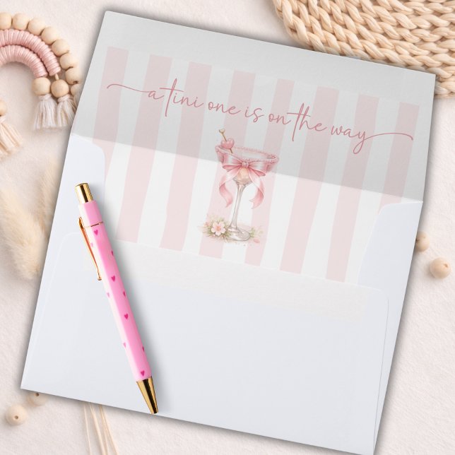 Pink Tiny One Martini Themed Baby Shower Envelope (Creator Uploaded)