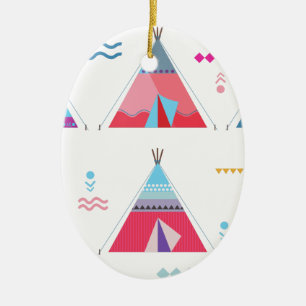 pink tipi ceramic ornament